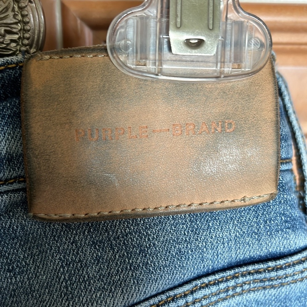 Guys Purple Brand from Bloomingdale’s Medium Blue Ripped Skinny Jeans - Picture 5 of 10